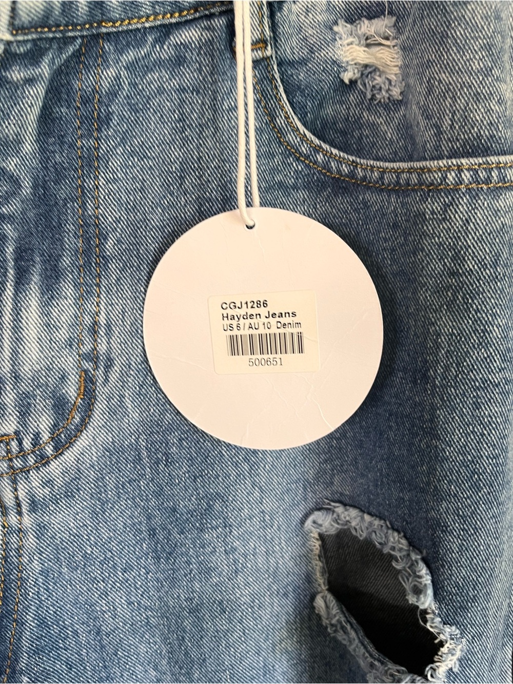 Princess Polly Hayden Jeans Size 6 Blue High Rise Distressed Mom Jeans NWT - Picture 6 of 6